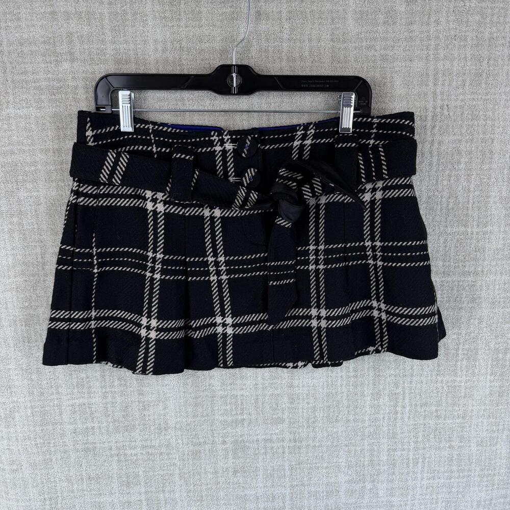 American Eagle Outfitters Skirt Womens 2 Black Pleated Short Tweed Lined Bow